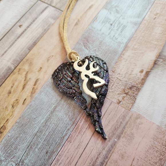 Purse charm Heart Keychain, Keyring, Feather Keychain, Gift Idea for Her… - Picture 2 of 2